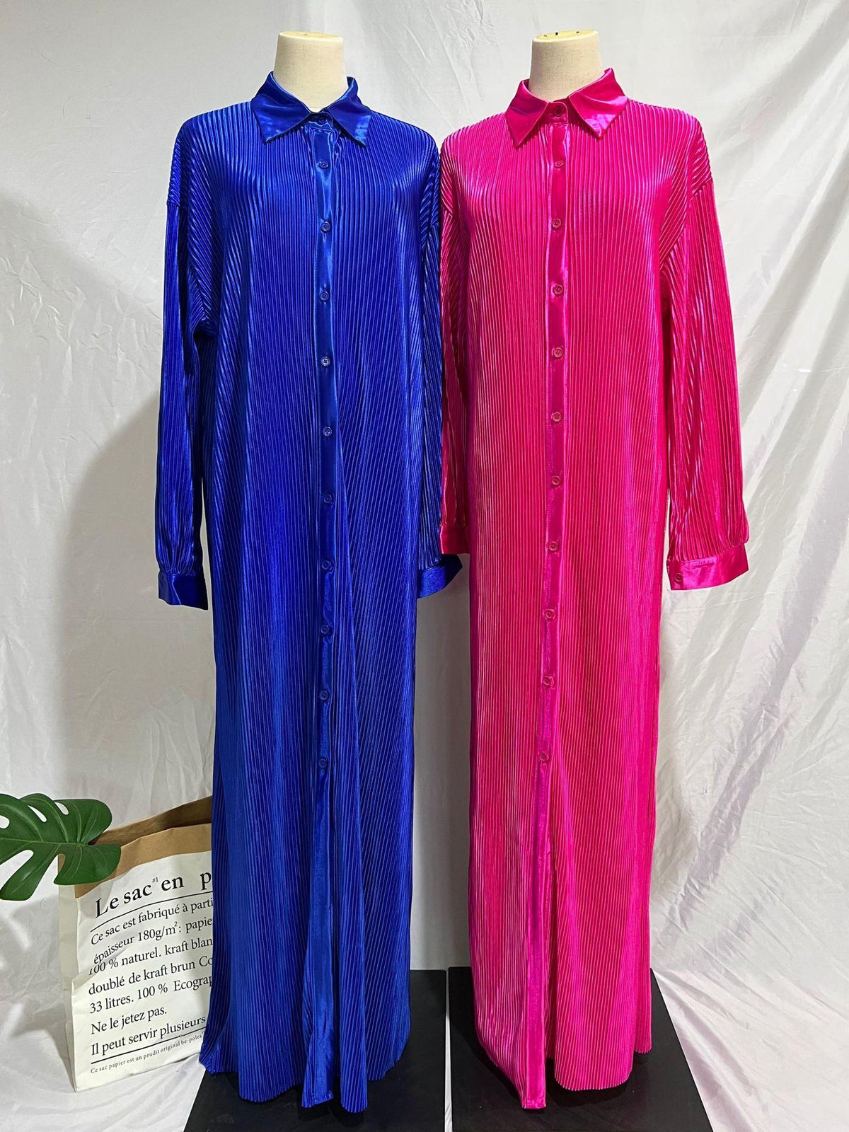 Pleated button down abaya dress - Try Modest Limited