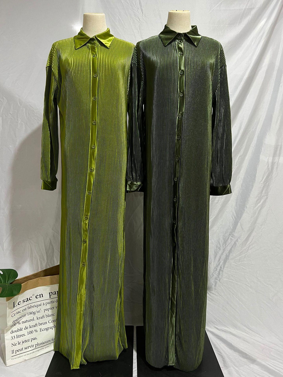 Pleated button down abaya dress - Try Modest Limited