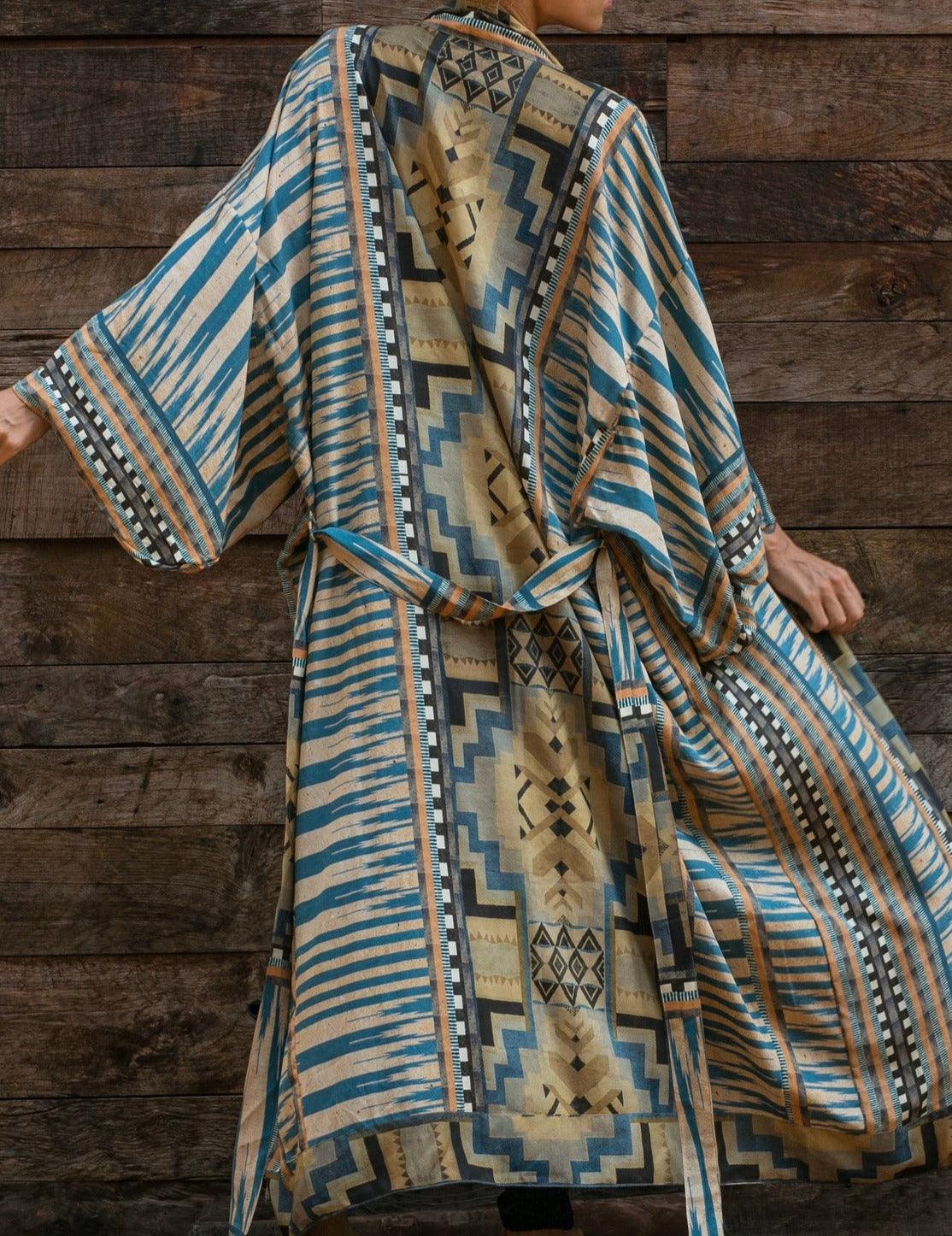 Printed Long Sleeve Bohemian Kimono - Try Modest Limited 