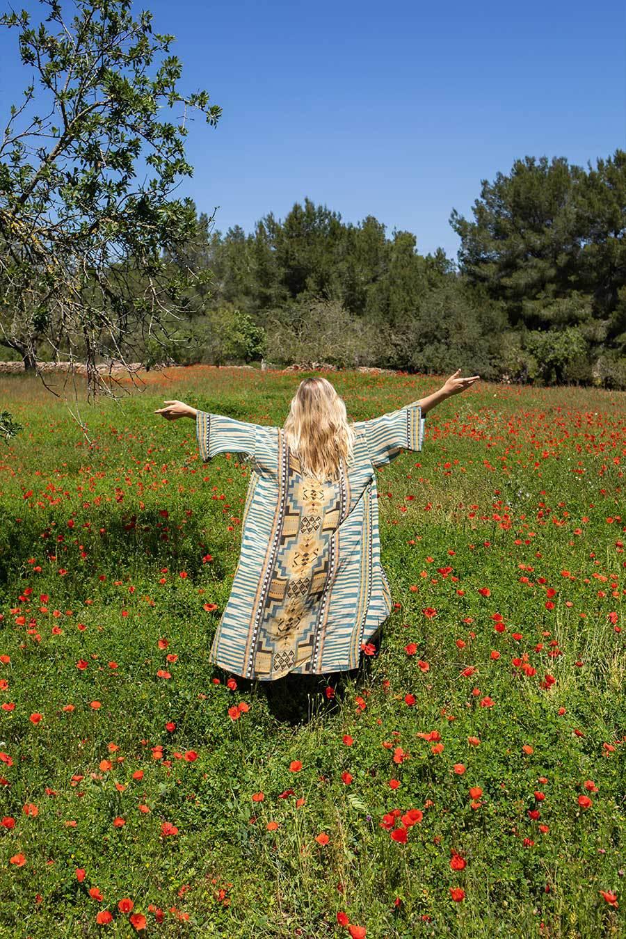 Printed Long Sleeve Bohemian Kimono - Try Modest Limited