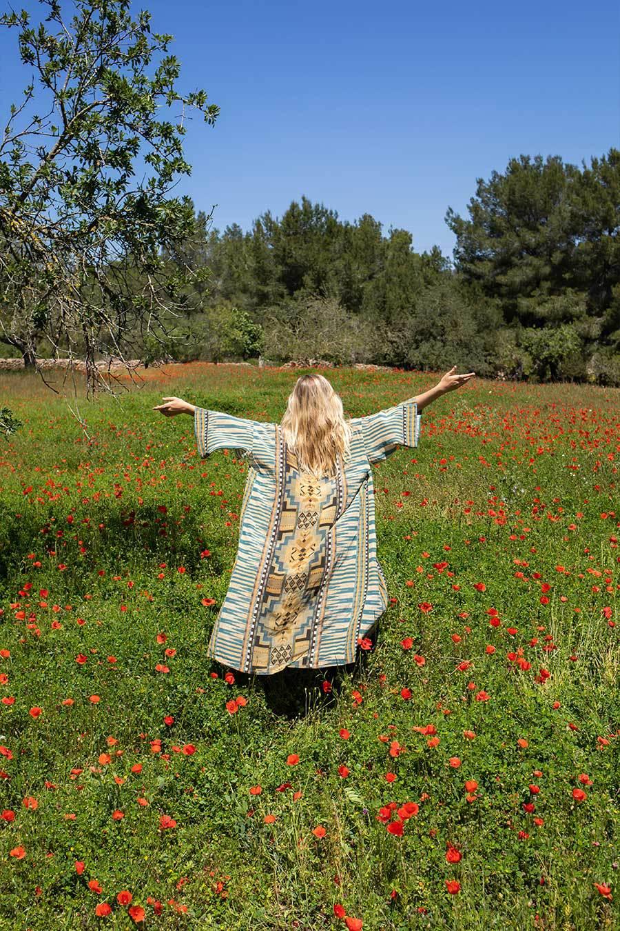 Printed Long Sleeve Bohemian Kimono - Try Modest Limited 