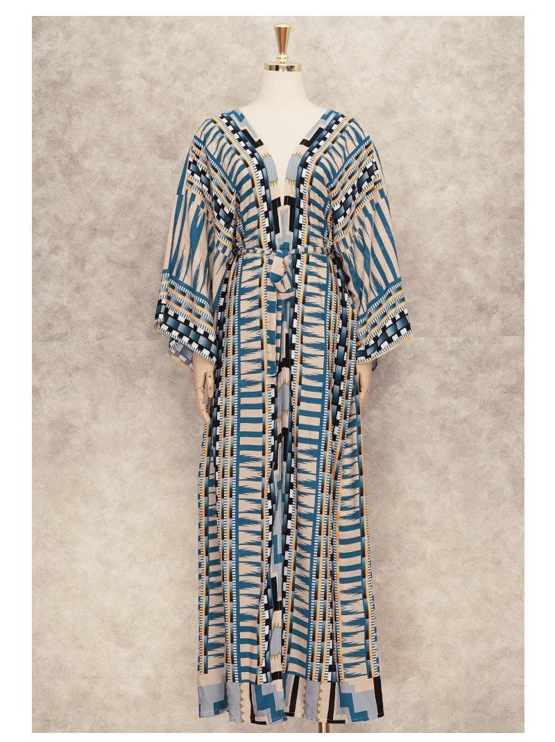 Printed Long Sleeve Bohemian Kimono - Try Modest Limited