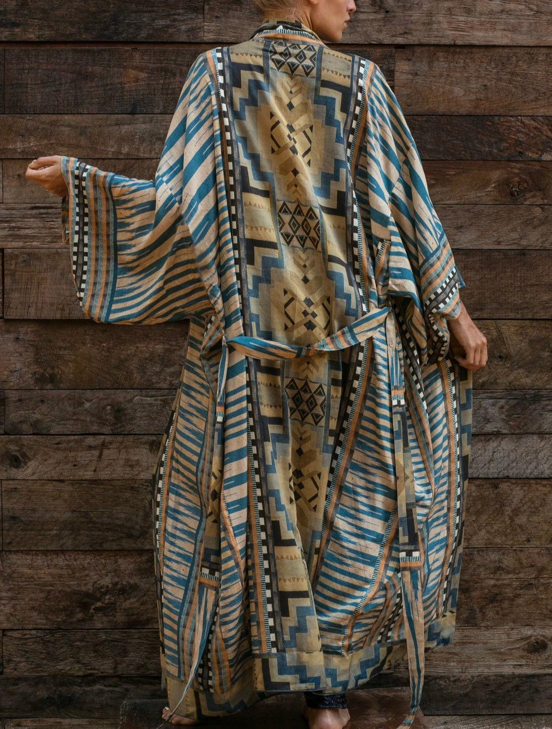 Printed Long Sleeve Bohemian Kimono - Try Modest Limited