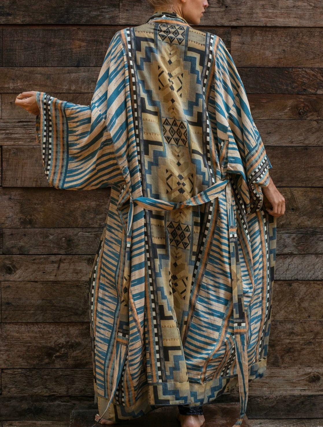 Printed Long Sleeve Bohemian Kimono - Try Modest Limited 