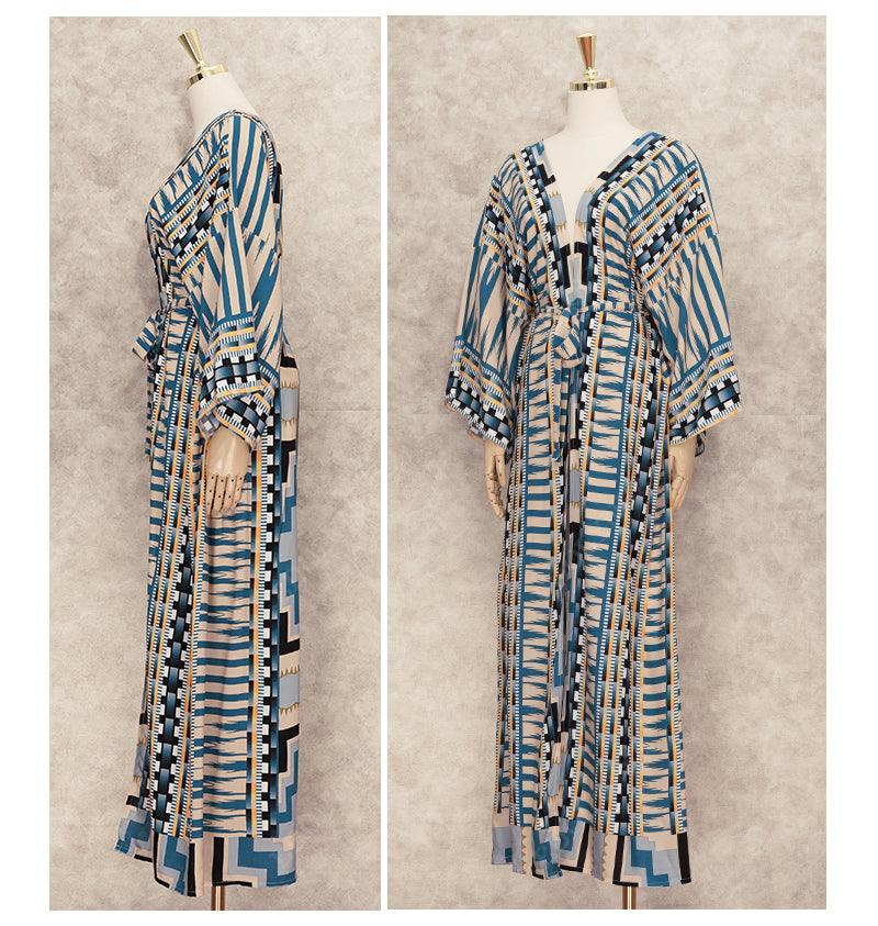 Printed Long Sleeve Bohemian Kimono - Try Modest Limited 