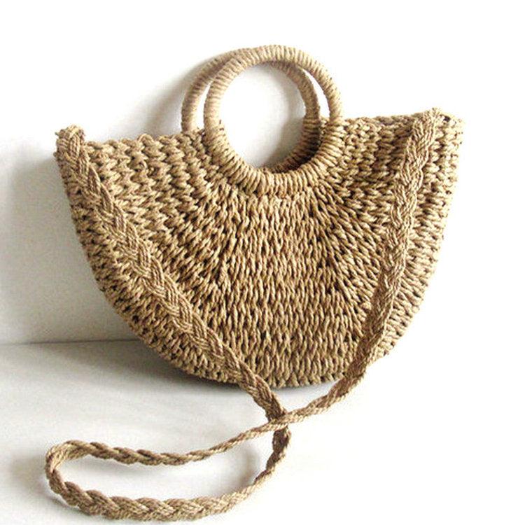 Round bucket woven holiday beach bag - Try Modest Limited