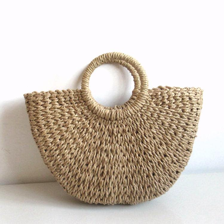 Round bucket woven holiday beach bag - Try Modest Limited