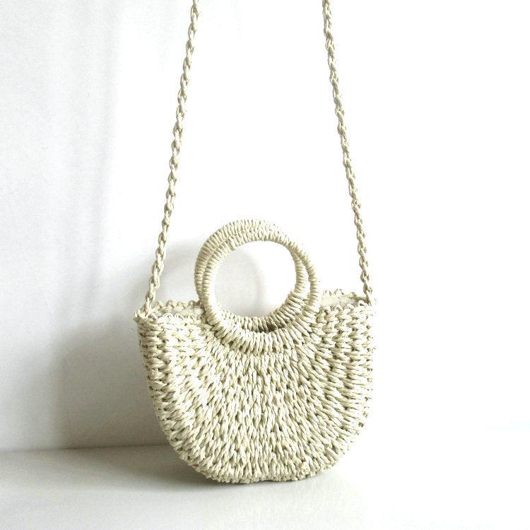 Round bucket woven holiday beach bag - Try Modest Limited