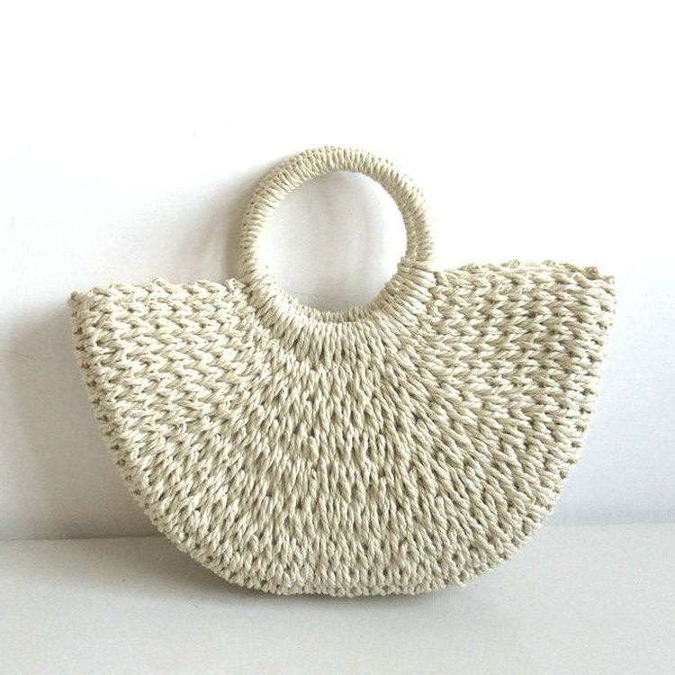 Round bucket woven holiday beach bag - Try Modest Limited