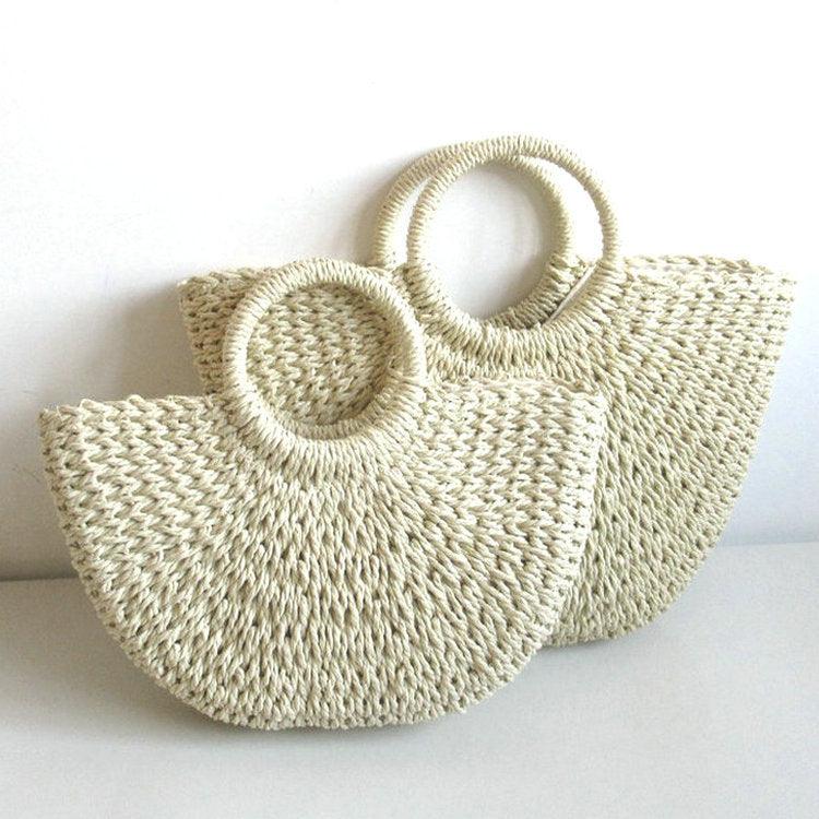 Round bucket woven holiday beach bag - Try Modest Limited