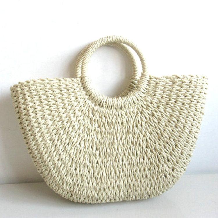 Round bucket woven holiday beach bag - Try Modest Limited