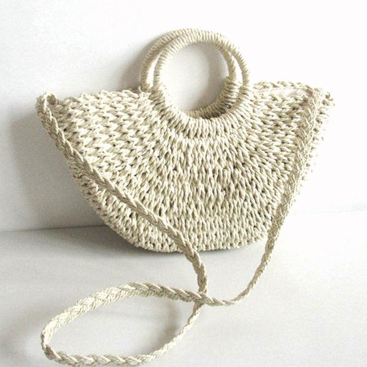 Round bucket woven holiday beach bag - Try Modest Limited
