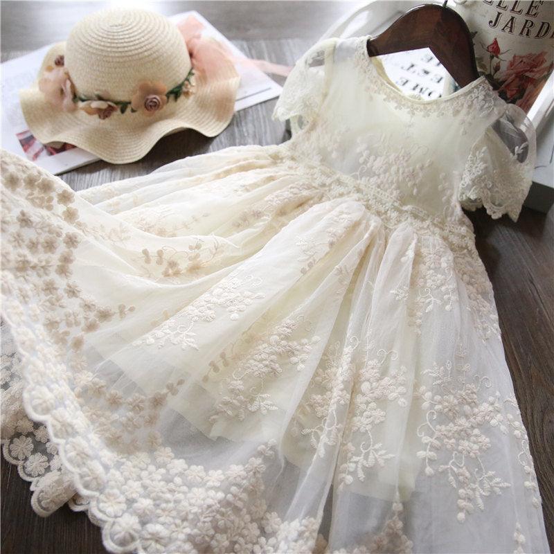Short sleeve girls dress with lace - Try Modest Limited