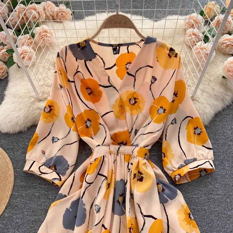 Sunflower summer Printed A-Line Silhouette dress - Try Modest Limited