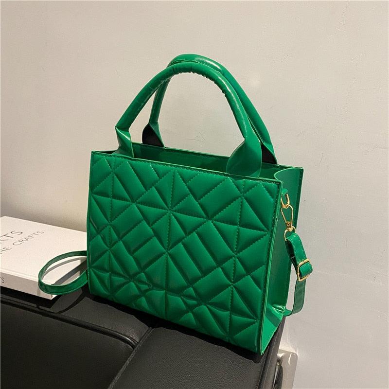 Trendy Plaid PU Leather Handbag - Try Modest Limited 