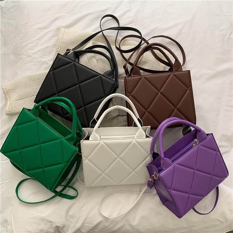 Trendy Plaid PU Leather Handbag - Try Modest Limited