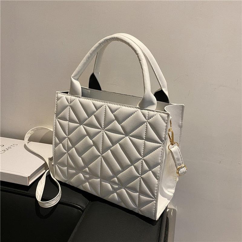 Trendy Plaid PU Leather Handbag - Try Modest Limited