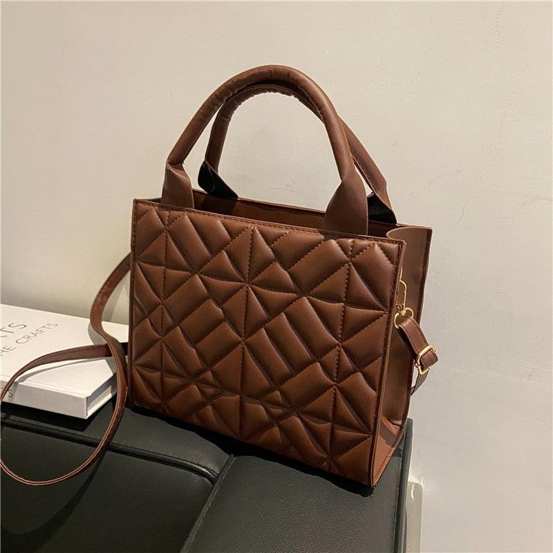 Trendy Plaid PU Leather Handbag - Try Modest Limited 