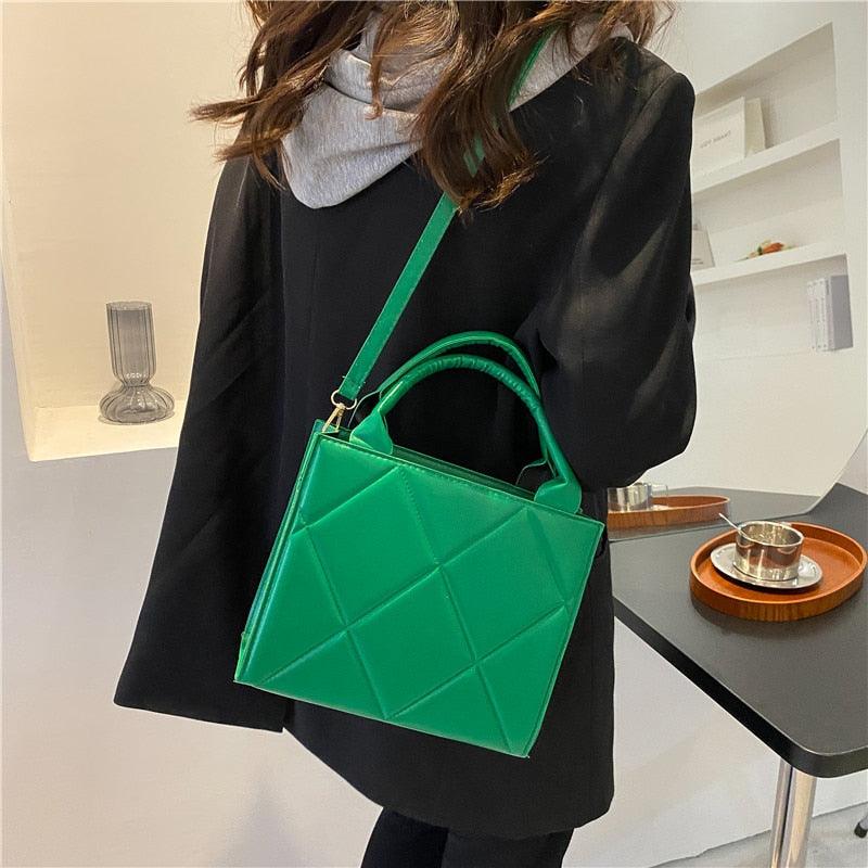 Trendy Plaid PU Leather Handbag - Try Modest Limited