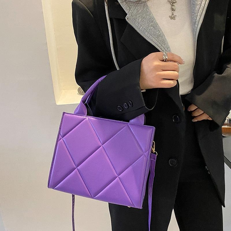 Trendy Plaid PU Leather Handbag - Try Modest Limited