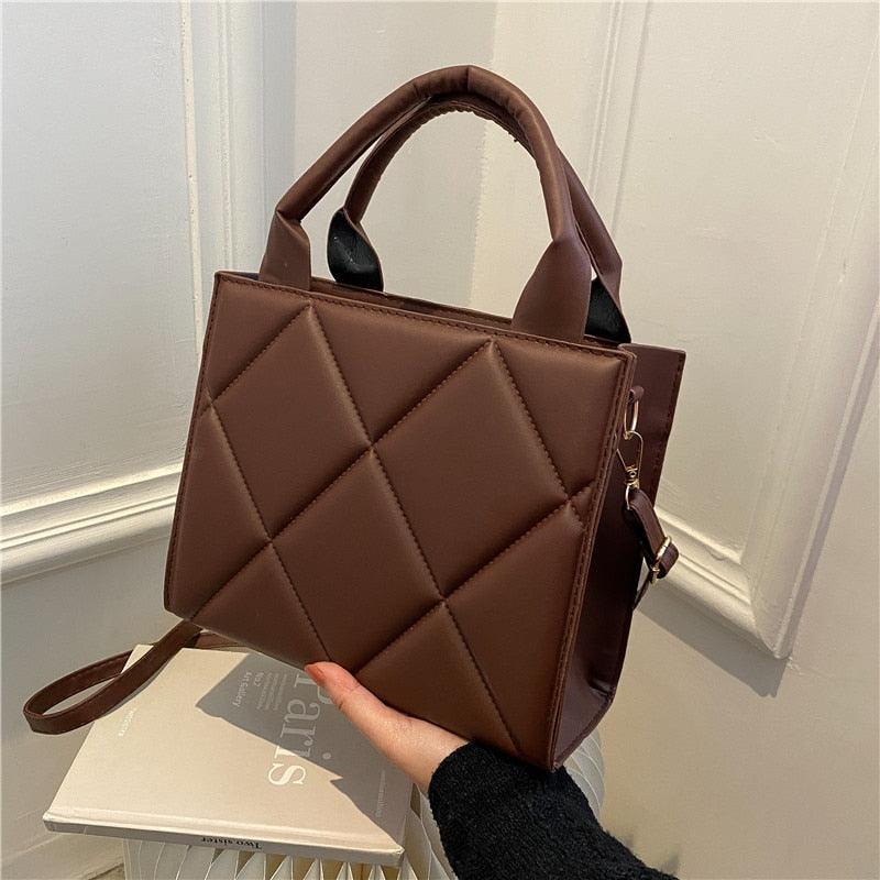 Trendy Plaid PU Leather Handbag - Try Modest Limited