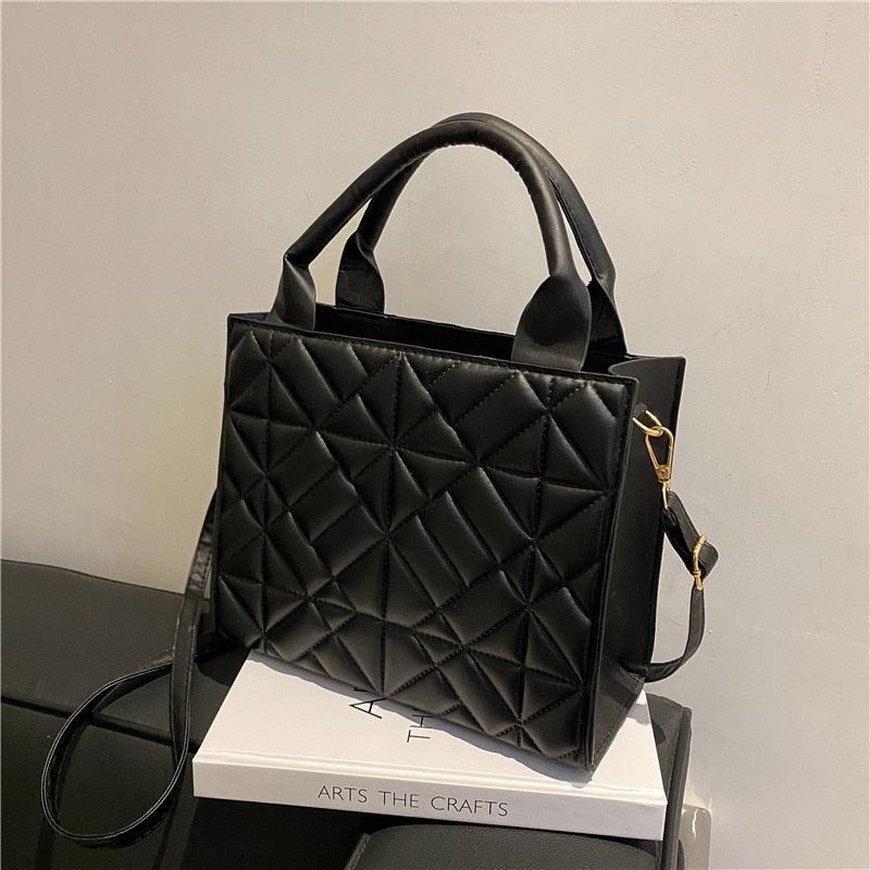 Trendy Plaid PU Leather Handbag - Try Modest Limited