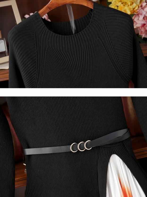 Winter O-Neck pleated full sleeve black dress for Women - Try Modest Limited