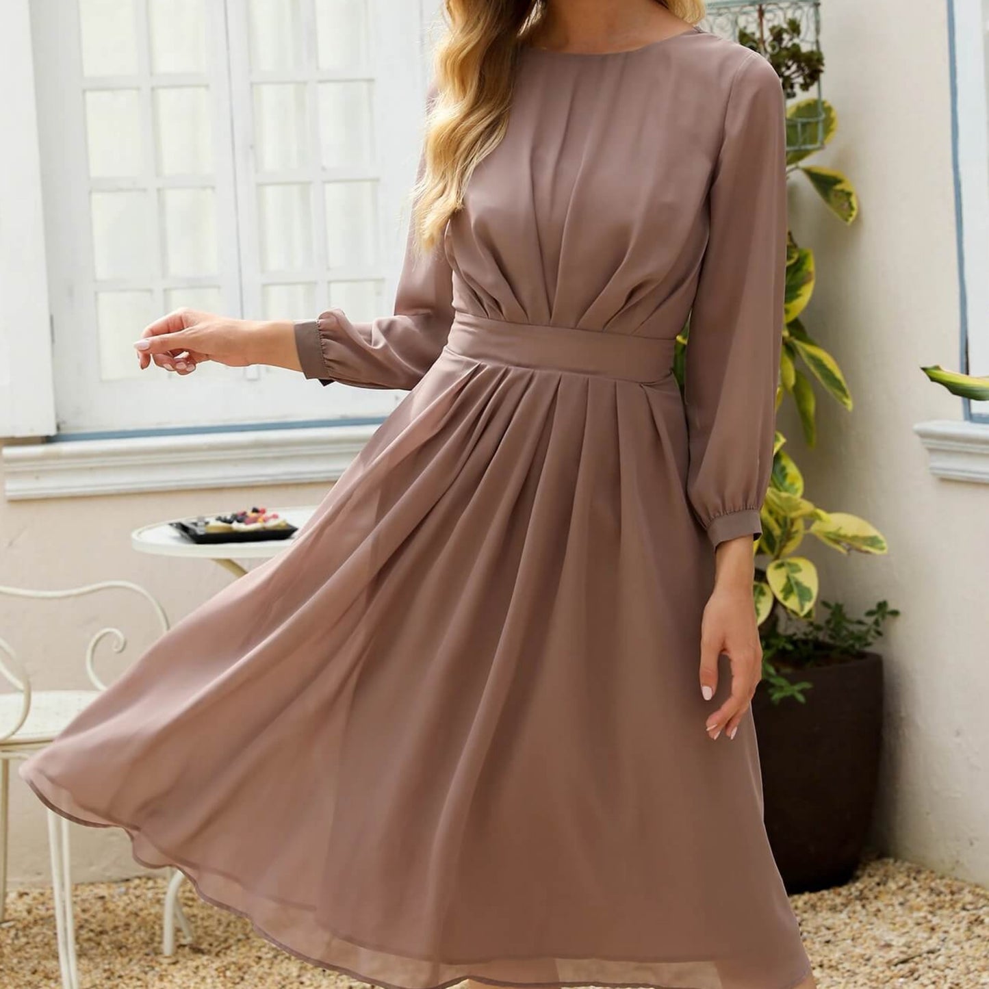 Brown A line midi dress Try Modest Limited