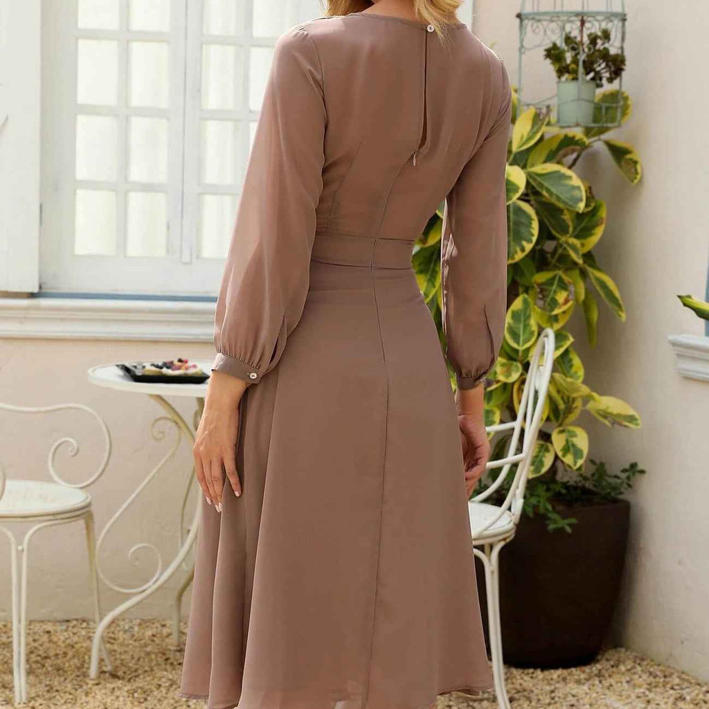 Women's Brown Midi A Line Dress - Try Modest Limited
