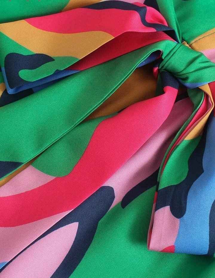 Women's Dress A line-Belt style with lantern sleeves - Try Modest Limited