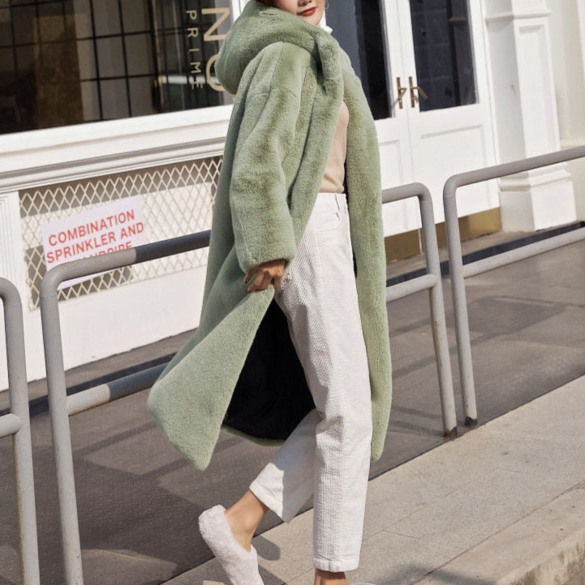 Women's Hooded Rabbit faux fur Long coat Thick and warm - Try Modest Limited