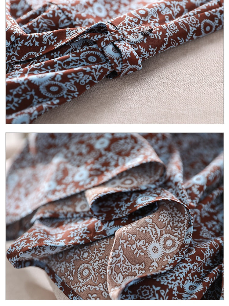 Women's long A line Floral dresses-Autumn - Try Modest Limited