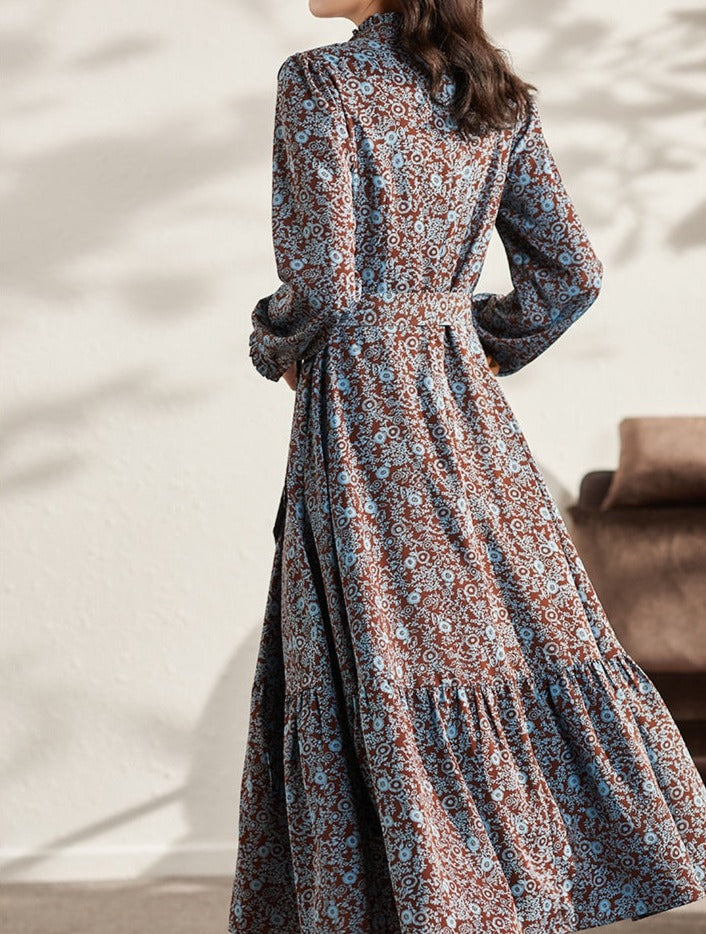 Women's long A line Floral dresses-Autumn - Try Modest Limited