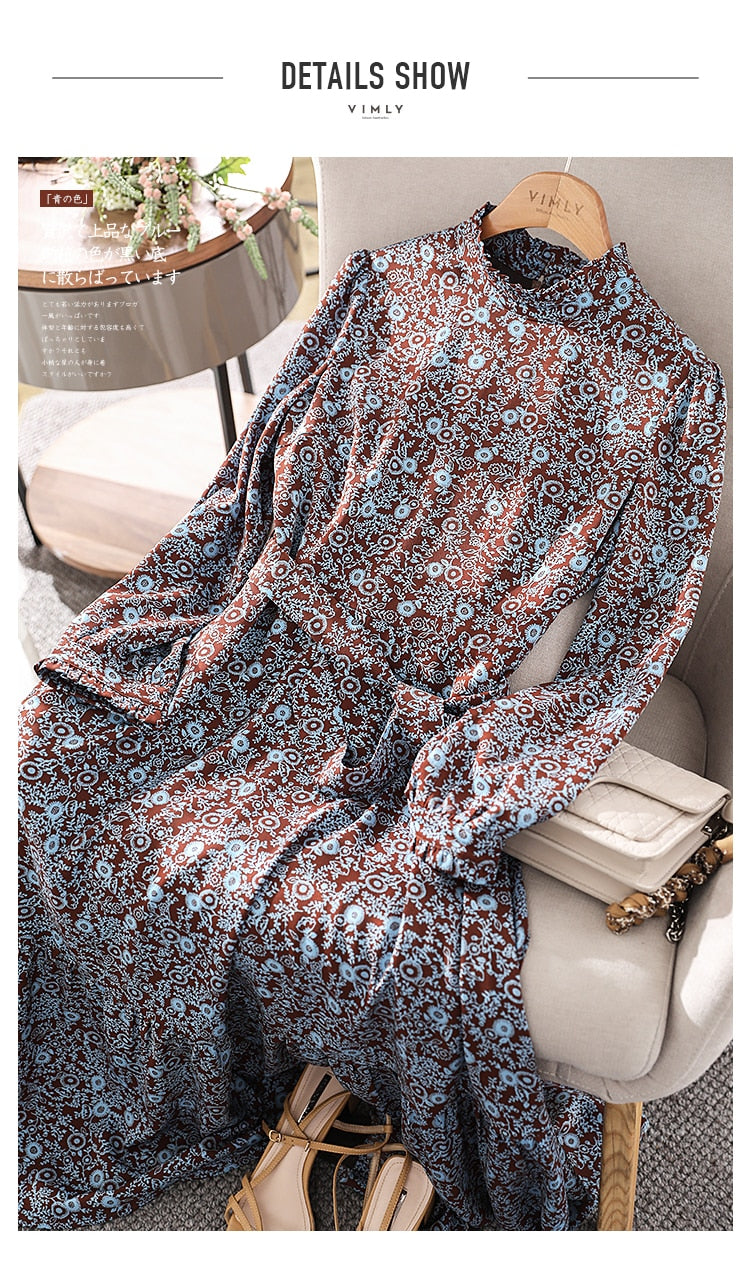 Women's long A line Floral dresses-Autumn - Try Modest Limited 