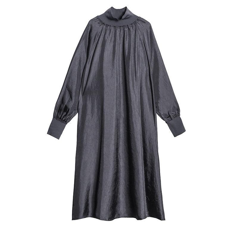 Women's solid turtleneck oversized dress - Try Modest Limited