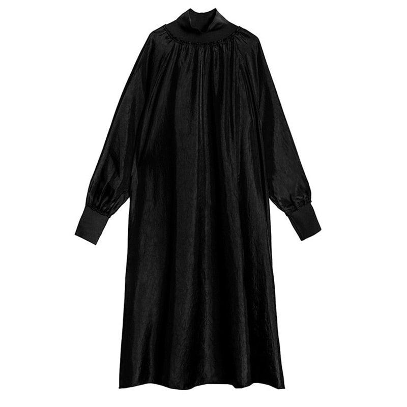 Women's solid turtleneck oversized dress - Try Modest Limited