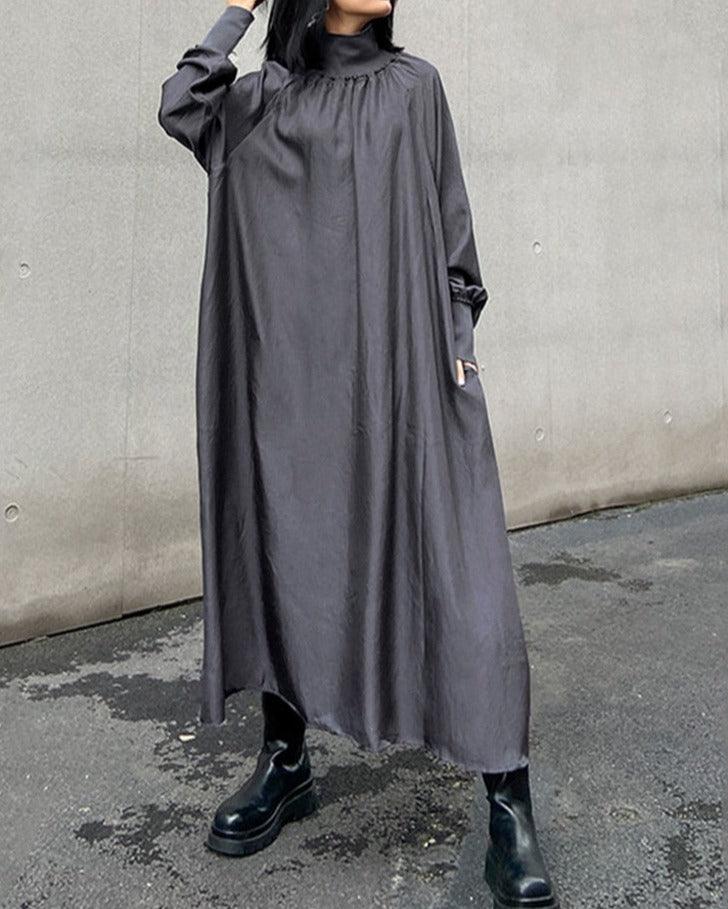 Women's solid turtleneck oversized dress - Try Modest Limited 