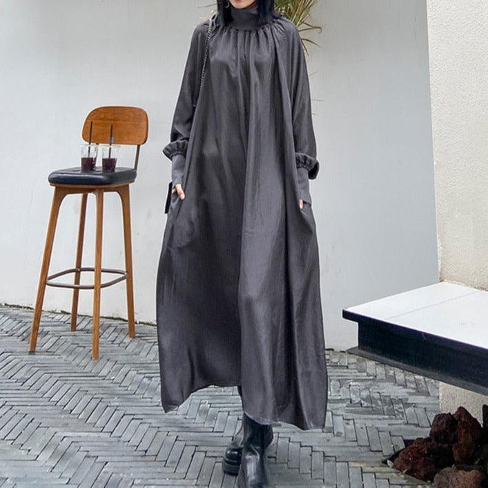 Women's solid turtleneck oversized dress - Try Modest Limited