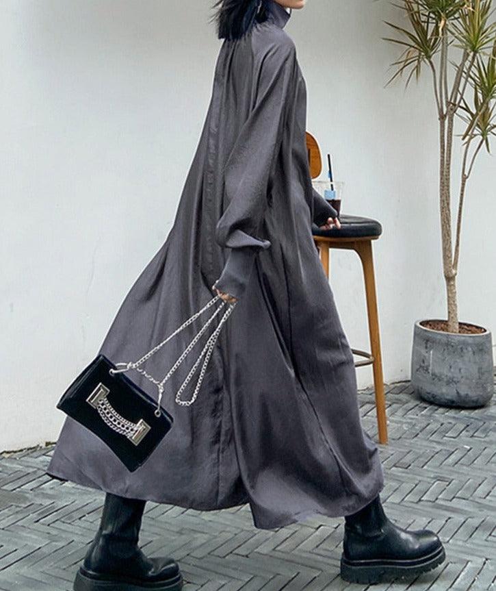 Women's solid turtleneck oversized dress - Try Modest Limited