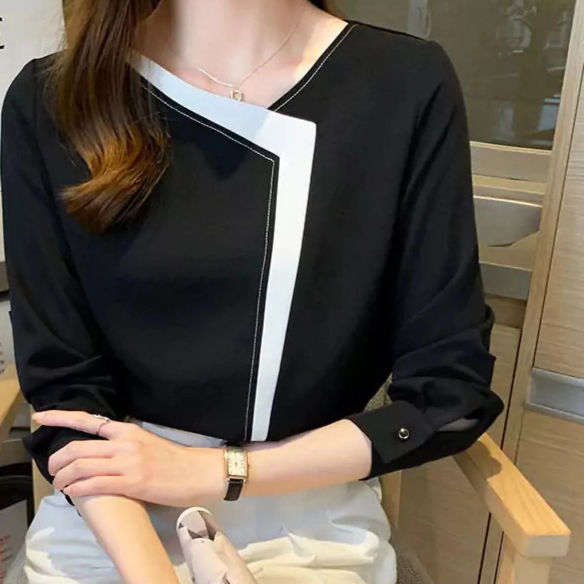 Best Elegant Casual Women's Bold-Long sleeve chiffon blouse - Try Modest Limited 