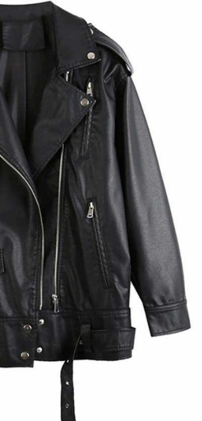 Black-Faux leather Jacket Try Modest