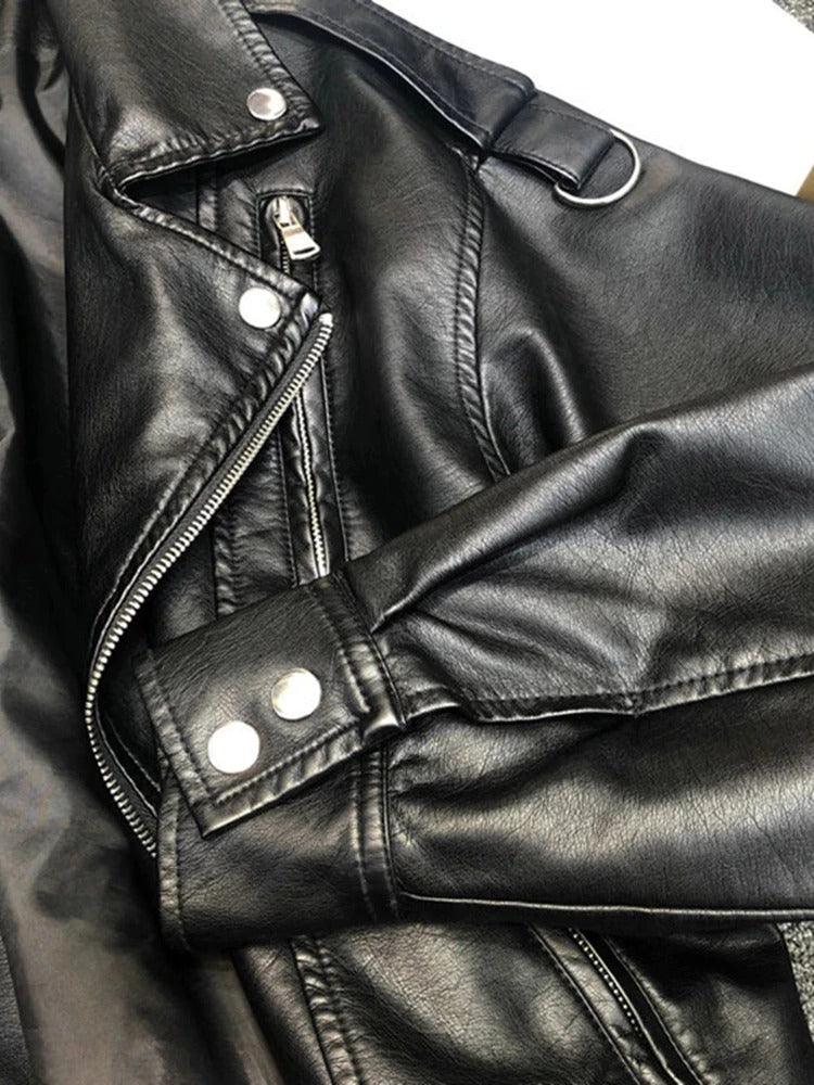 Black-Faux leather Jacket Try Modest