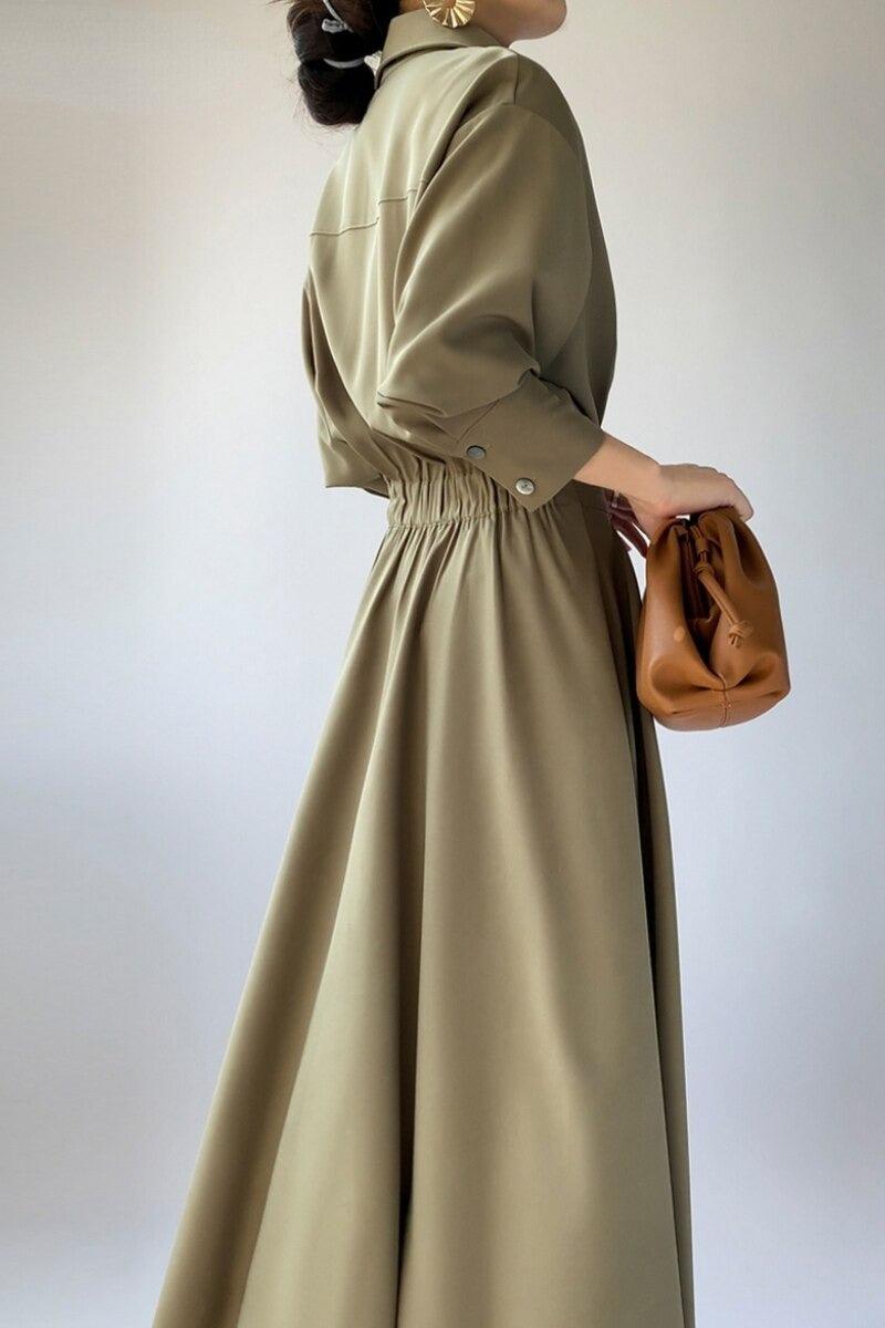 Casual- A Line midi shirt dress Try Modest