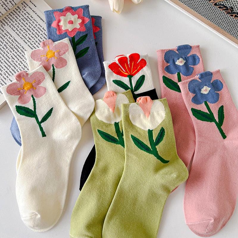 Flower mid-tube Women Socks - Try Modest Limited 