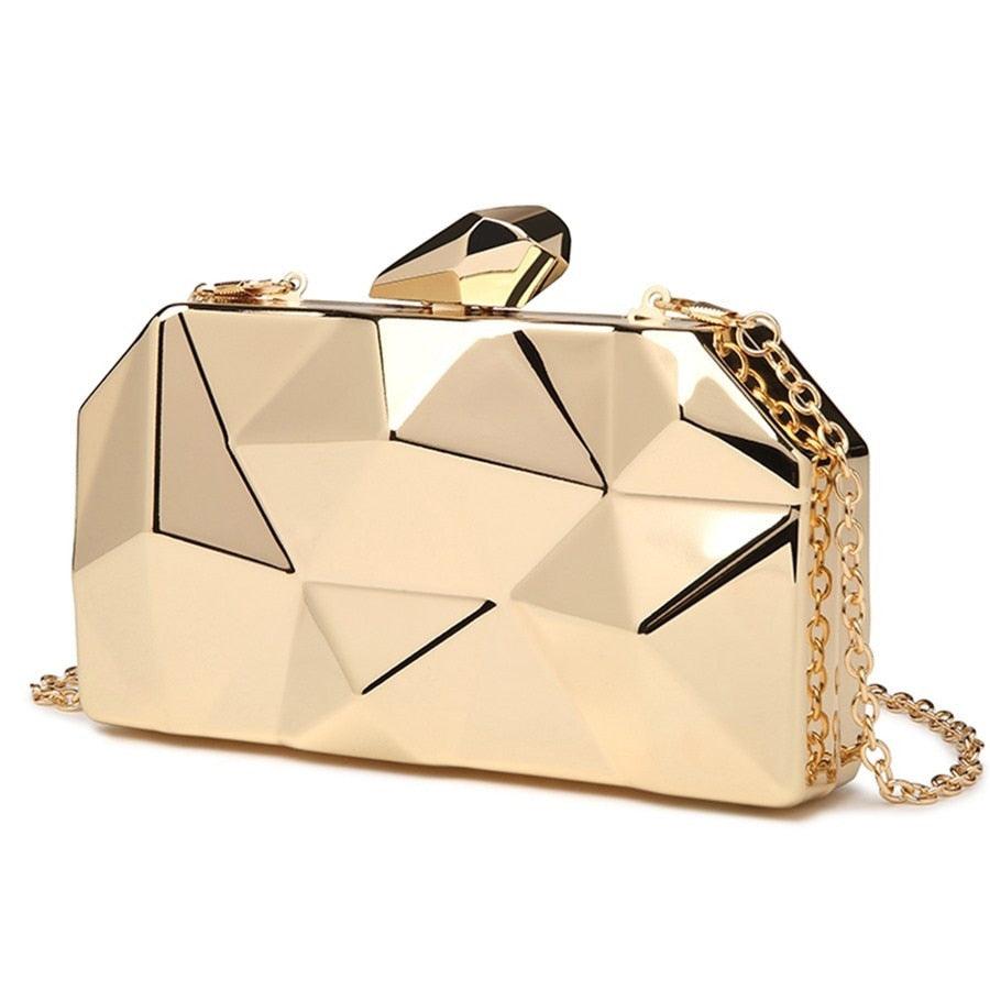 Gold Geometric Evening Clutch for wedding/parties - Try Modest Limited 