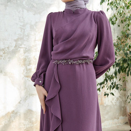 Lilac Flared modest evening dress - Try Modest Limited 