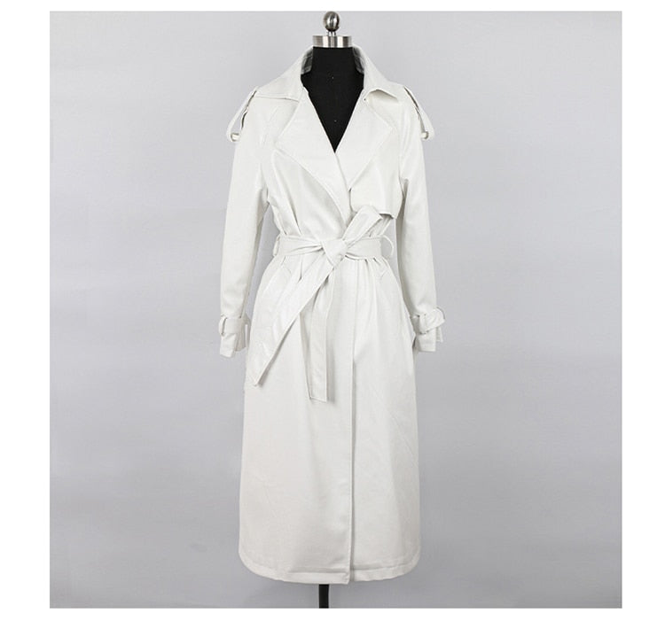 Oversized Long Waterproof Leather Trench Coat - Try Modest Limited 
