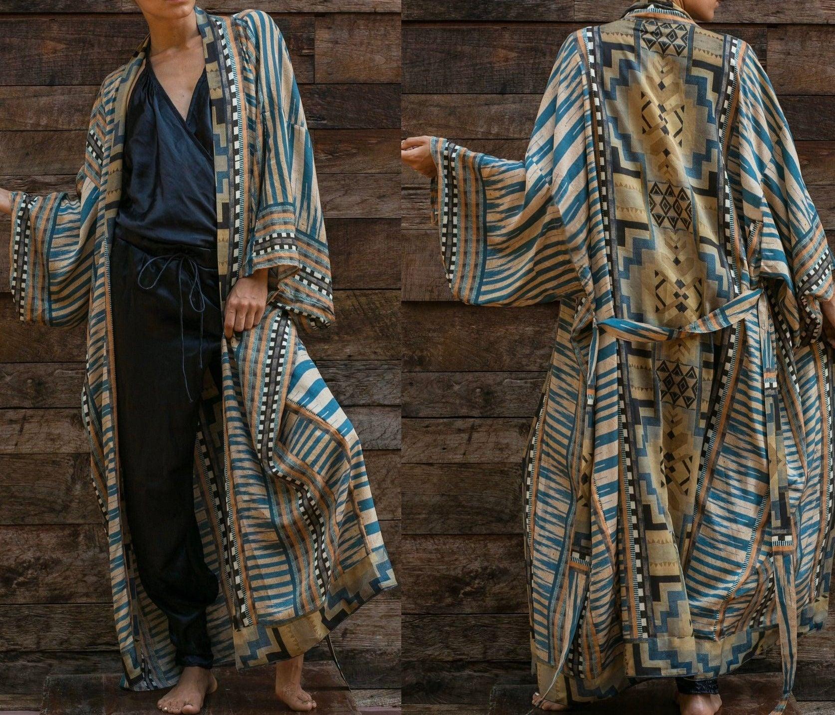 Printed Long Sleeve Bohemian Kimono - Try Modest Limited 