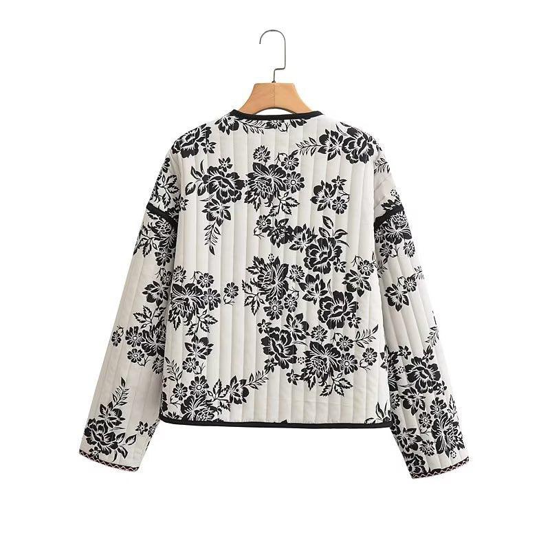 Printed V-neck European style coat - Try Modest Limited 