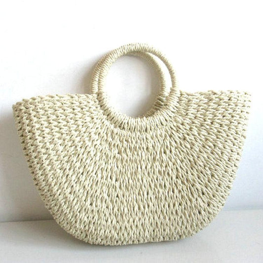 Round bucket woven holiday beach bag - Try Modest Limited 